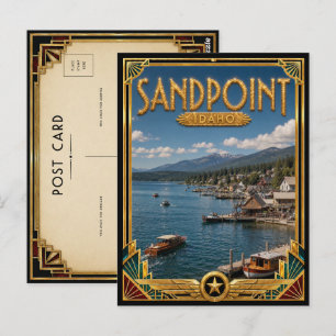 Sandpoint Idaho Vintage Art Deco Golden Age Postcard