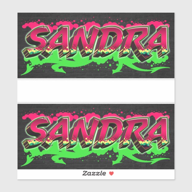 Sandra First Name Graffiti Sticker (Sheet)