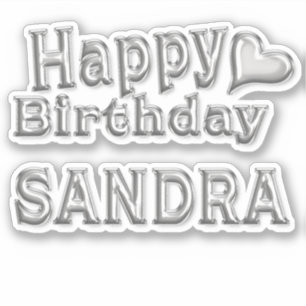 Sandra Happy Birthday silver Sticker