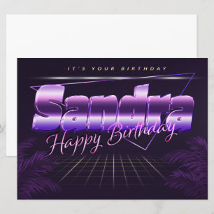 Sandra Name First Name pura retro Map Birthday Card