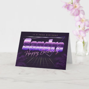 Sandra Name Vorname lila retro Karte Geburtstag Card