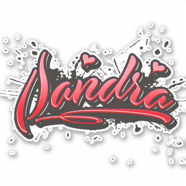 Sandra red Heart Graffiti Sticker (Front)