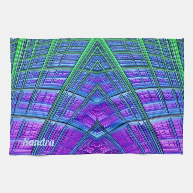 SANDRA ~ TeaTowelsPurple Green Blue Personalized Tea Towel (Horizontal)