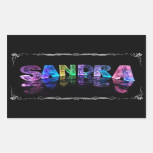 Sandra  - The Name Sandra in 3D Lights (Photograph Rectangular Sticker