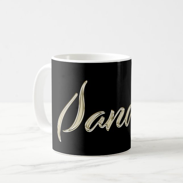 Sandra white gold Handwriting Mug Coffee Mug (Front Left)