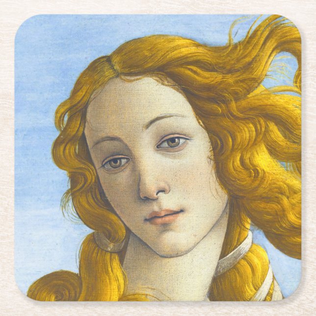 Sandro Botticelli - Birth of Venus Detail Square Paper Coaster (Front)