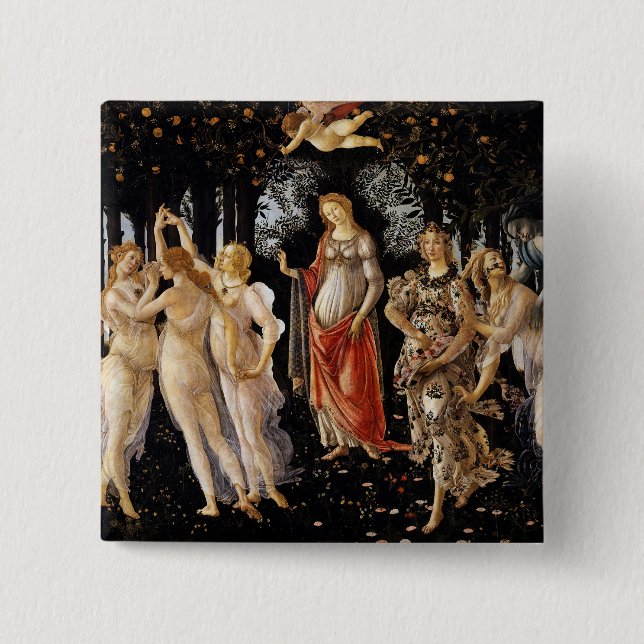 Sandro Botticelli - La Primavera 15 Cm Square Badge (Front)