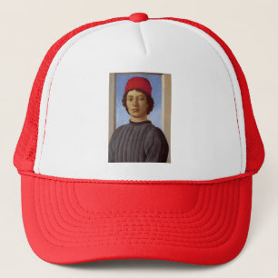 Sandro Botticelli- Portrait of a young man,red cap Trucker Hat