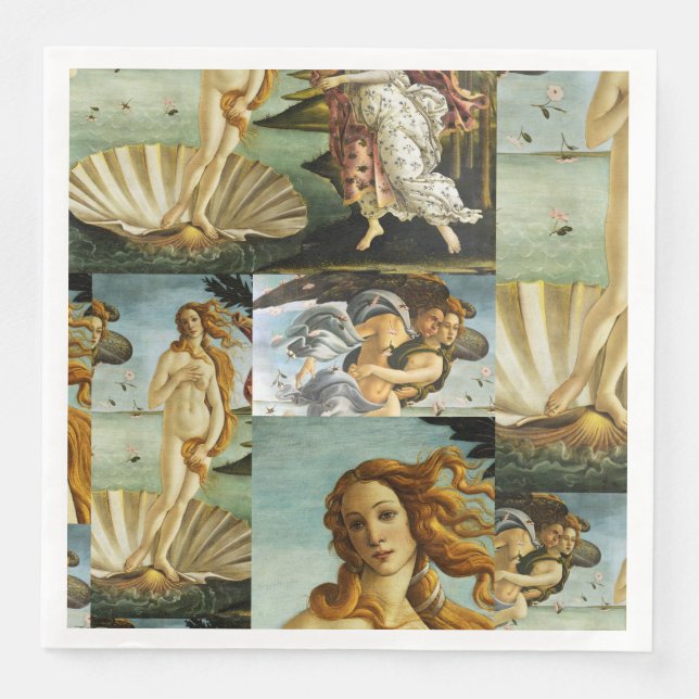 Sandro Botticelli "The Birth of Venus - collage" Napkin (Front)