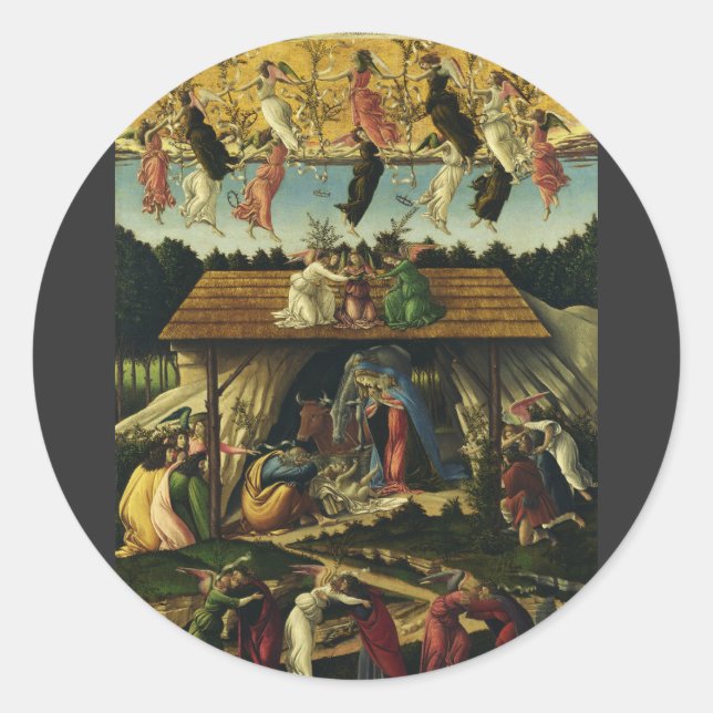 Sandro Botticelli - The Mystic Nativity – Fine Art Classic Round Sticker (Front)
