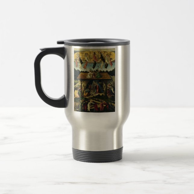 Sandro Botticelli - The Mystic Nativity – Fine Art Travel Mug (Left)
