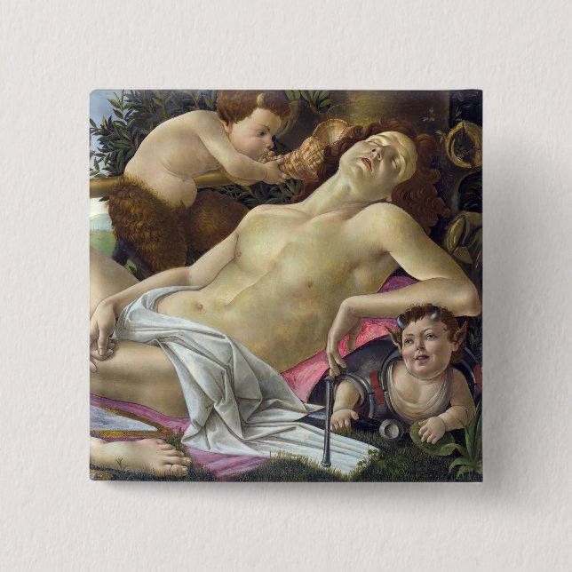 Sandro Botticelli - Venus and Mars, right side 15 Cm Square Badge (Front)