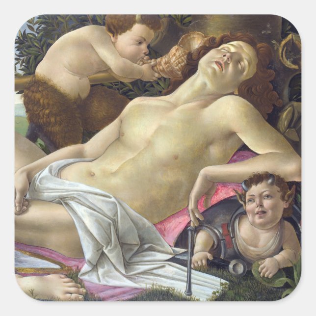 Sandro Botticelli - Venus and Mars, right side Square Sticker (Front)