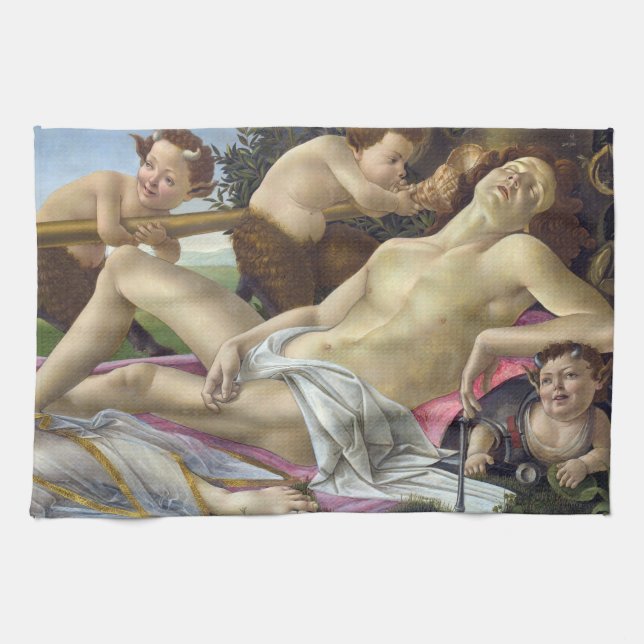 Sandro Botticelli - Venus and Mars, right side Tea Towel (Horizontal)
