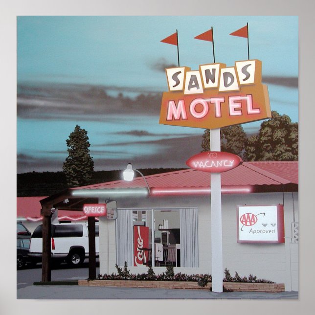 Sands Motel on Route 66 Retro Neon Poster (Front)