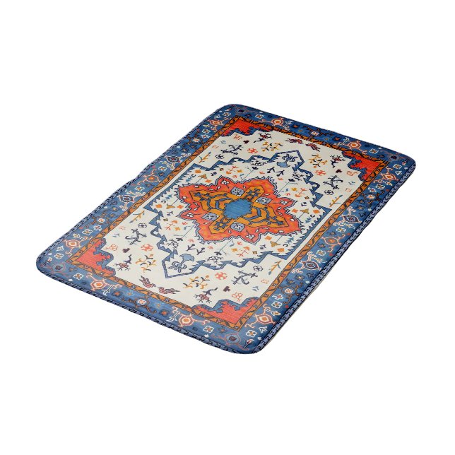 Sands of Time: Heritage Boho Moroccan Art Bath Mat (Angled)