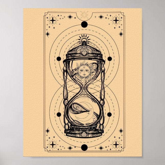 Sands of time sun moon hourglass tarot card  poster (Front)