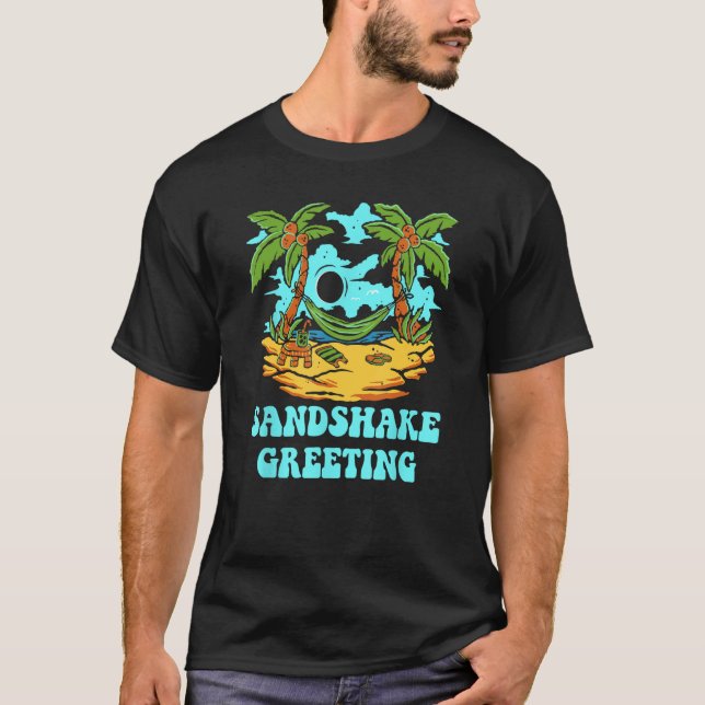 Sandshake Greeting Beach Camping Ocean Camper Frie T-Shirt (Front)