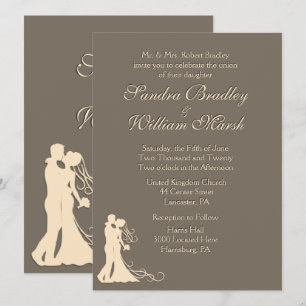 Sandstone Brown and Cream Wedding Invitation