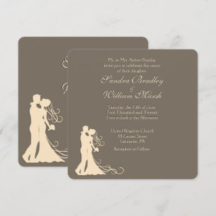 Sandstone Brown and Cream Wedding Invitation