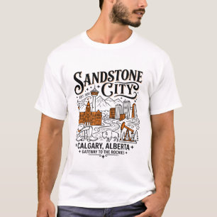 Sandstone City Calgary Alberta Skyline View T-Shirt