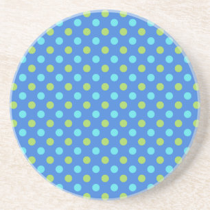 Sandstone Coaster: Blue Moons Polka Dots Pattern Coaster