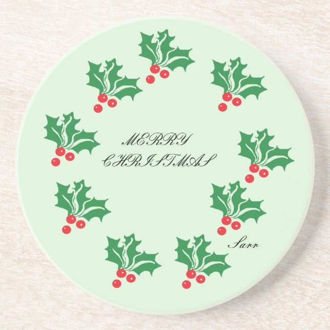 Sandstone Coaster : Merry Christmas (Front)