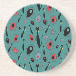 Sandstone Coaster   MidCentury Modern Atomic Cats