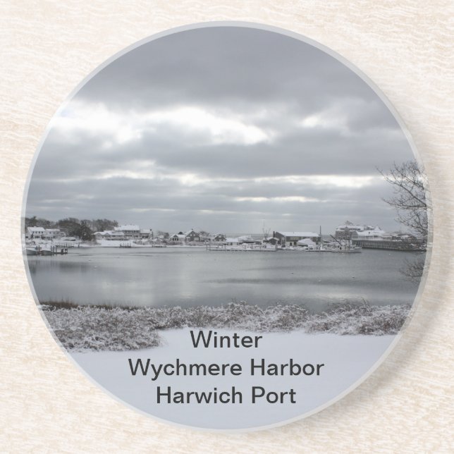 Sandstone Coaster of Wychmere Harbour in Winter (Front)