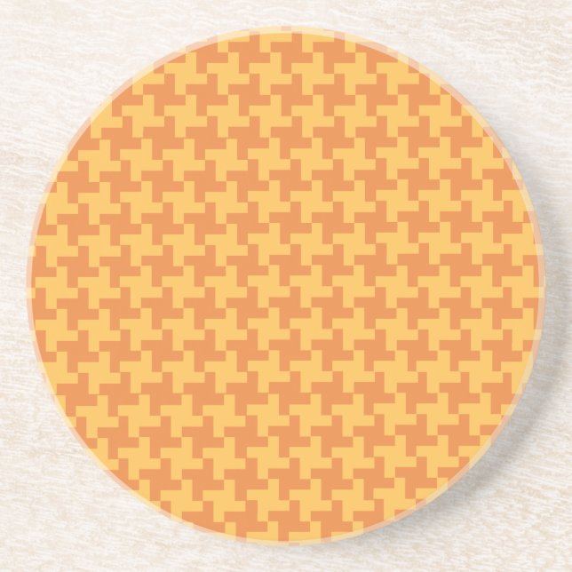 Sandstone Coaster, Orange Dogstooth Check Coaster (Front)