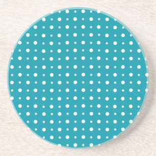 Sandstone Coaster, Polka Dots, White on Teal Coaster