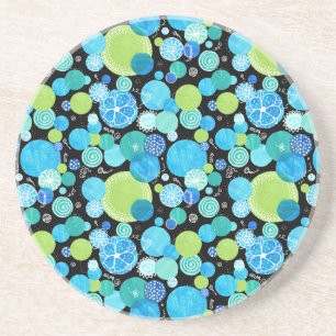 Sandstone Coaster: Quirky Blue Moons Pattern Coaster