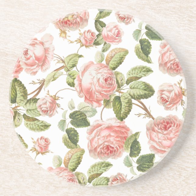 SANDSTONE COASTER : VINTAGE ROSES (Front)
