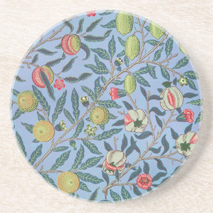 SANDSTONE COASTER WILLIAM MORRIS BLUE POMEGRANATES