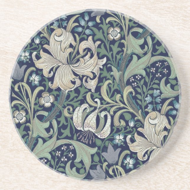 SANDSTONE COASTER : WILLIAM MORRIS : HONEYSUCKLE (Front)