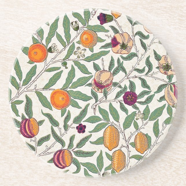 SANDSTONE COASTER : WILLIAM MORRIS : POMEGRANATES (Front)