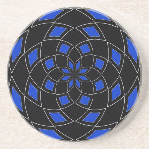 Sandstone Coaster with blue black Abstract Design