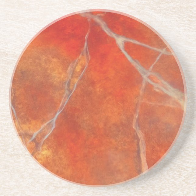 Sandstone Coaster with red hot marble art design (Front)