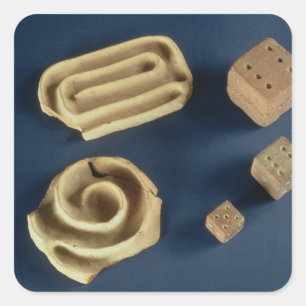Sandstone dice and terracotta maze game, Harappa, Square Sticker
