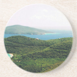Sandstone Drink Coaster with Island Scene