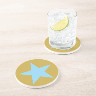 Sandstone Gold with BlueStar Drink Coaster