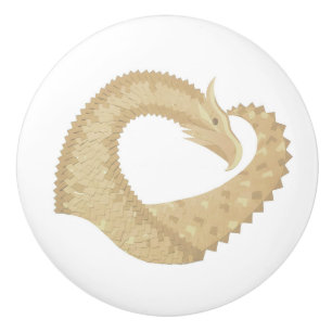 Sandstone heart dragon on white ceramic knob