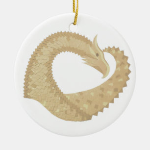 Sandstone heart dragon on white ceramic tree decoration