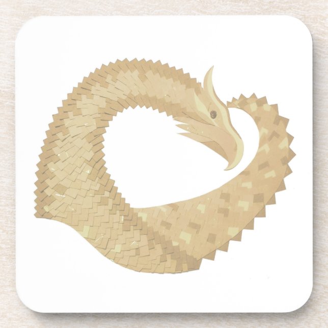 Sandstone heart dragon on white coaster (Front)