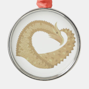 Sandstone heart dragon on white metal tree decoration