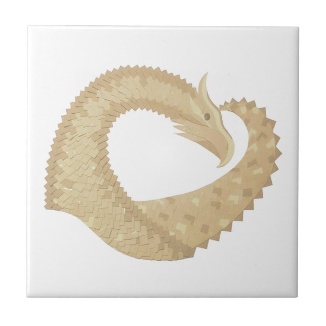 Sandstone heart dragon on white tile (Front)