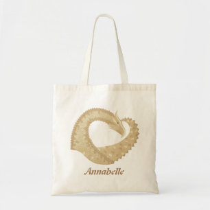 Sandstone heart dragon on white tote bag
