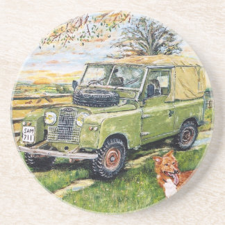 Sandstone hot drink coaster "FARM" Design