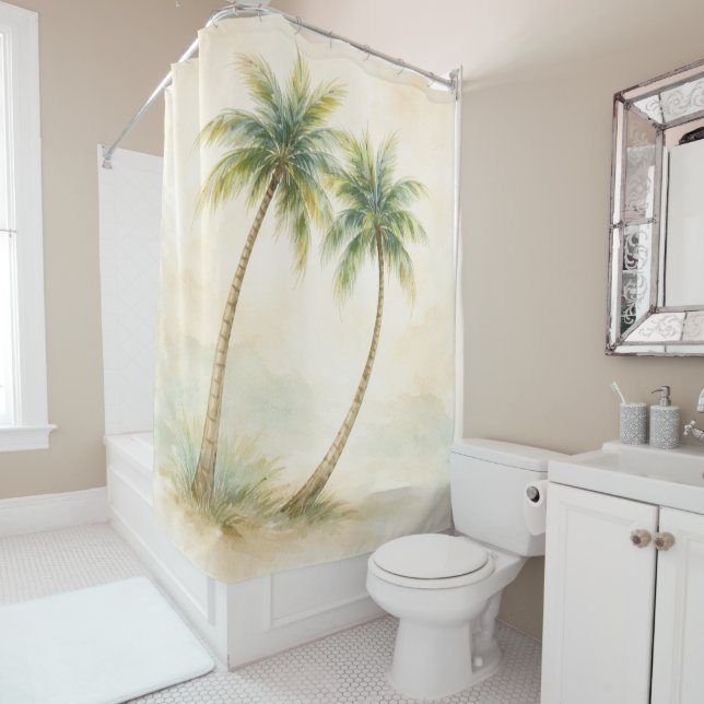 Sandstone Palms Shower Curtain (In Situ)