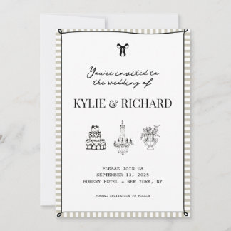 Sandstone Striped Border Save The Date Invitation